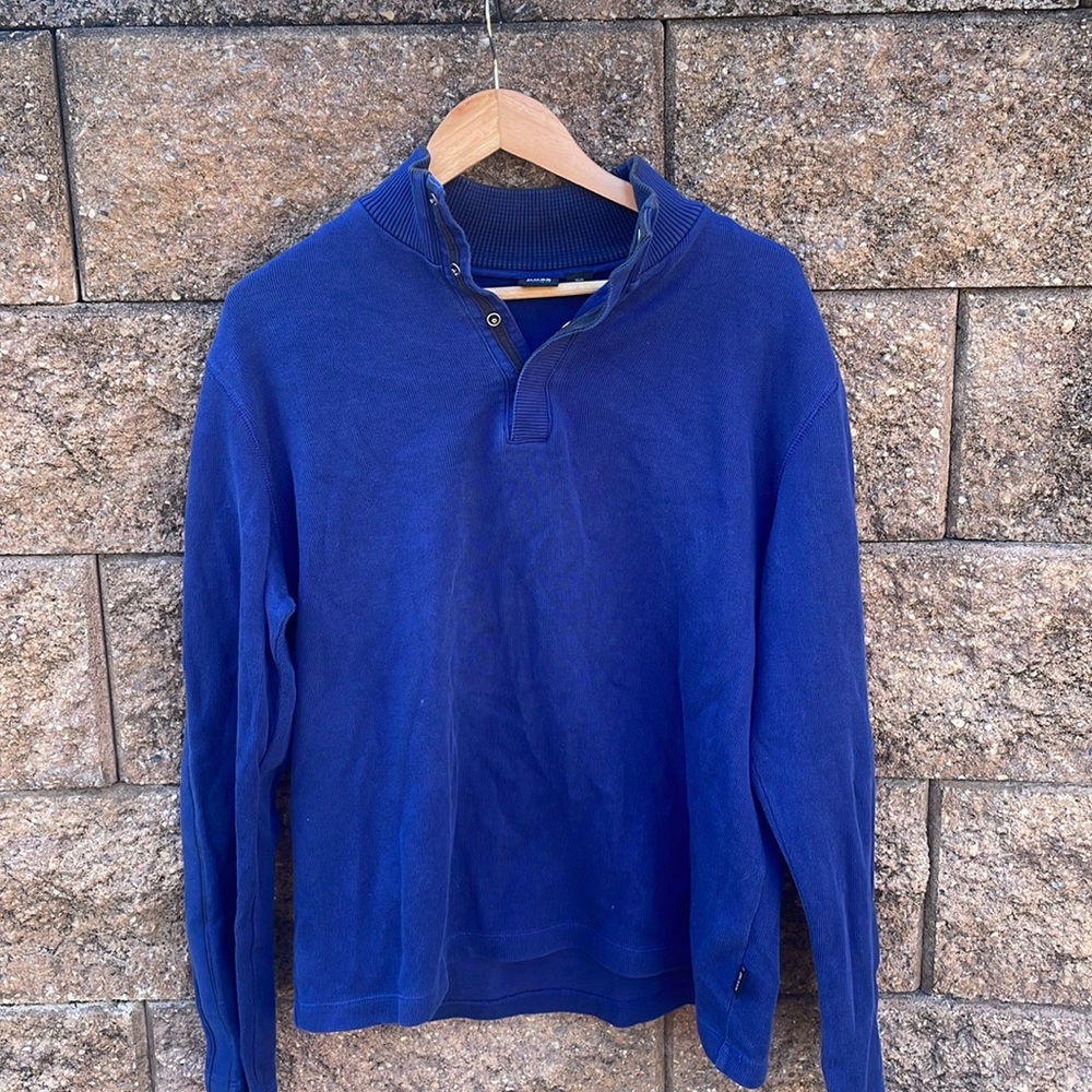 Hugo Boss Quarter Snap Pullover Royal Blue Sweater - Size Men's Large